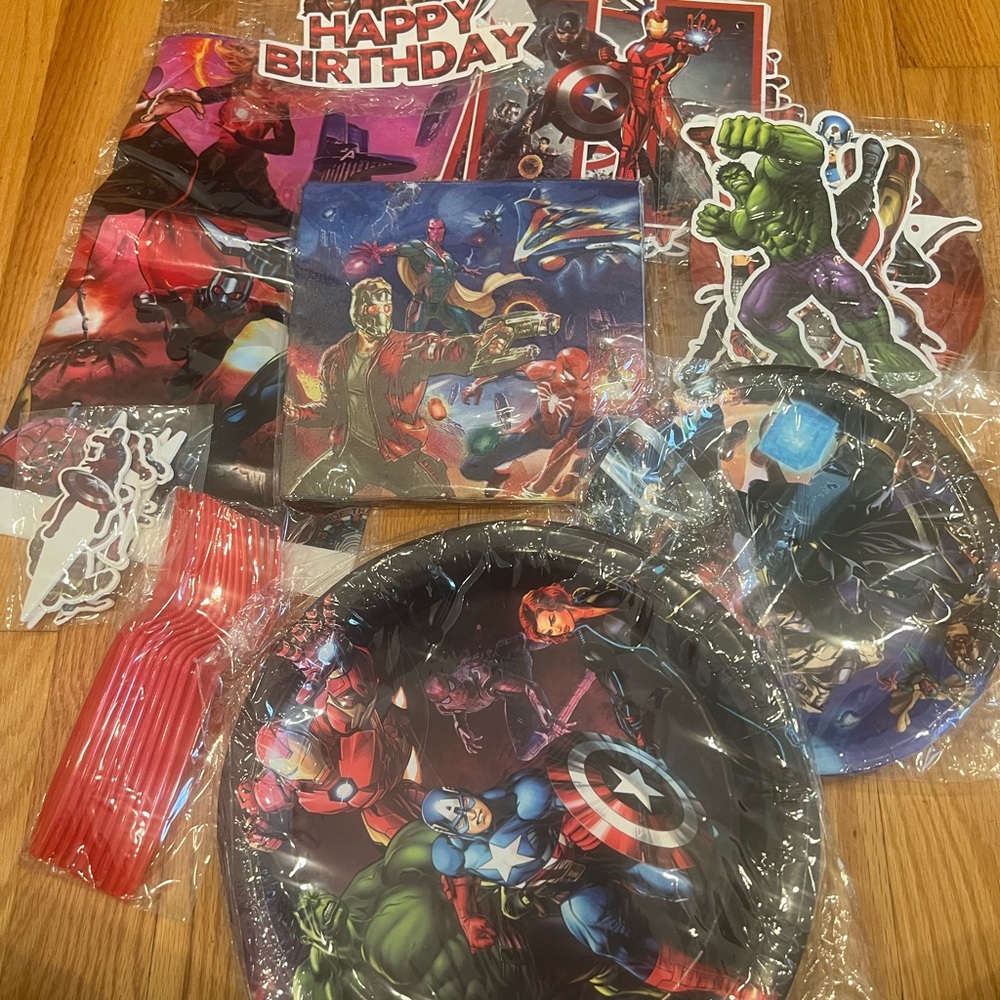 Marvel Avengers birthday Party Supplies Set - Red and Black